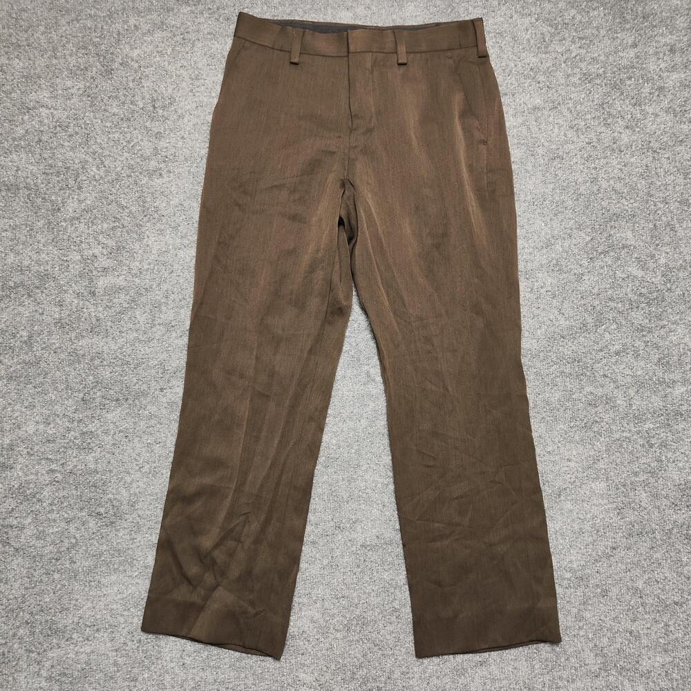 Apt. 9 Dress Pants Mens 29x30 Brown Microfiber Flat Front Straight Leg Office